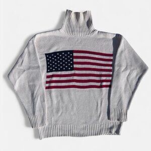 Vintage American Creations Jumper Small Made USA Flag Red White Blue Cotton